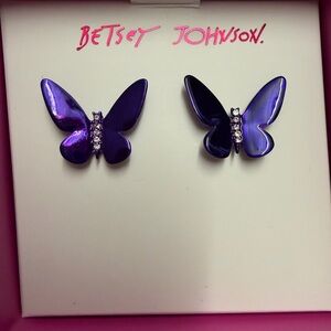 NEW purple Betsey Johnson butterfly earrings